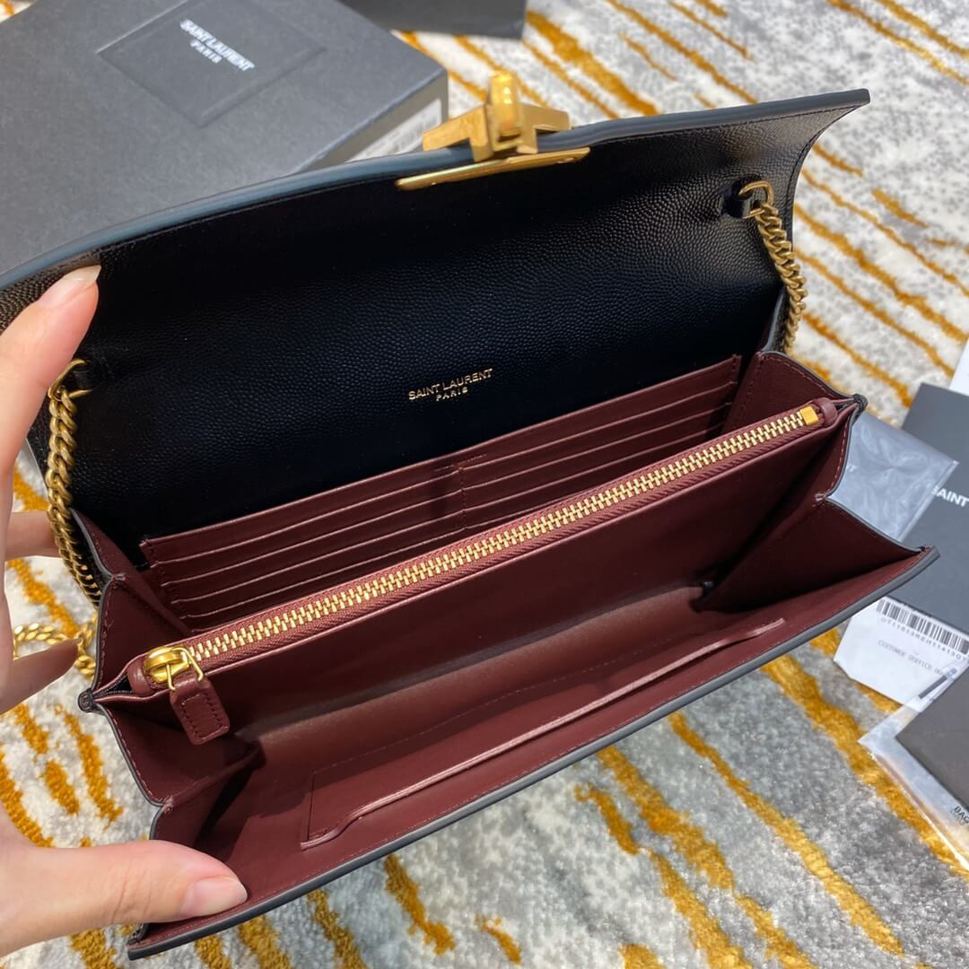 YSL Saint Laurent Cassandra Wallet On Chain In Grain Leather 582334