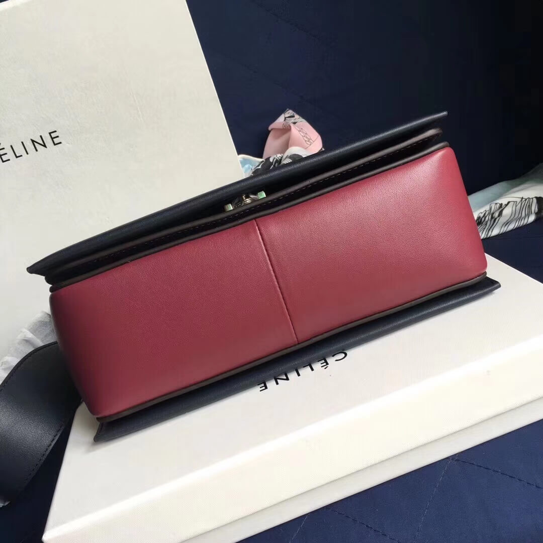 Celine Frame Medium Shoulder Bag 180263 Black/Burgundy