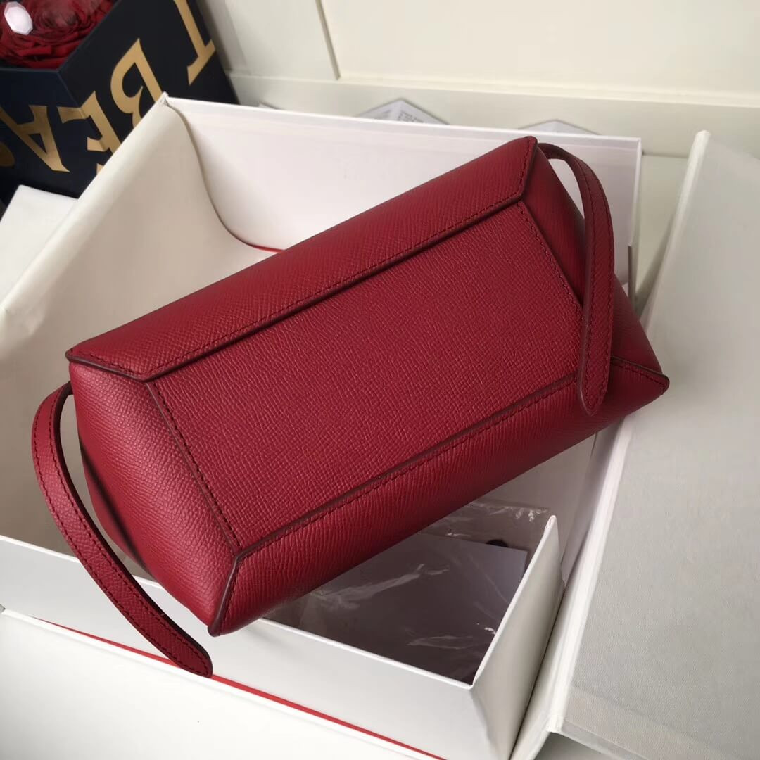 Celine Micro Belt Bag In Grained Calfskin 189153 Ruby