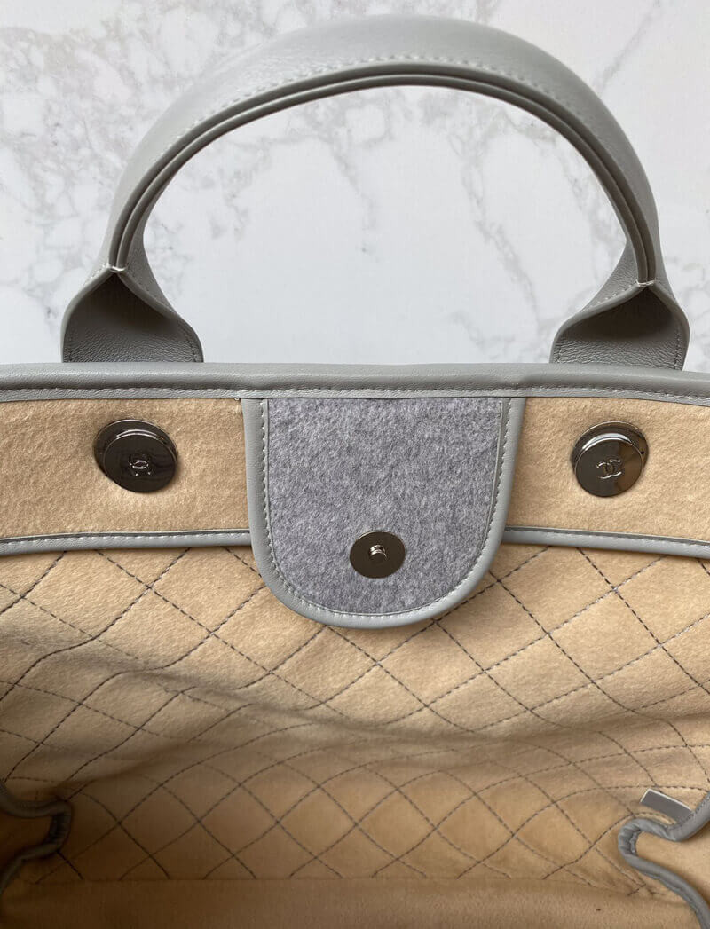 Chanel Wool Felt Deauville Shopping Bag A60598 Grey