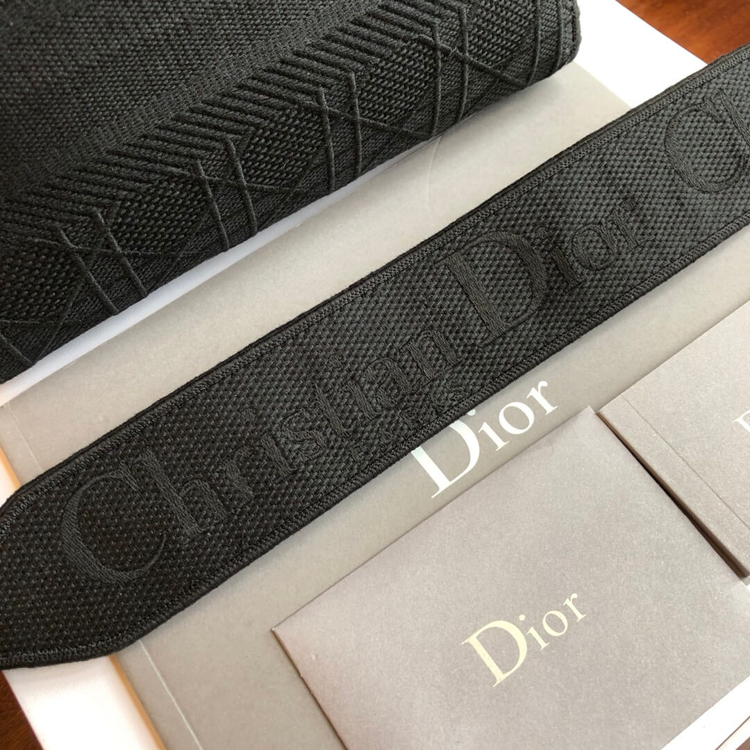 Christian Dior Textile Fabric Medium Lady Dior Bag L4455