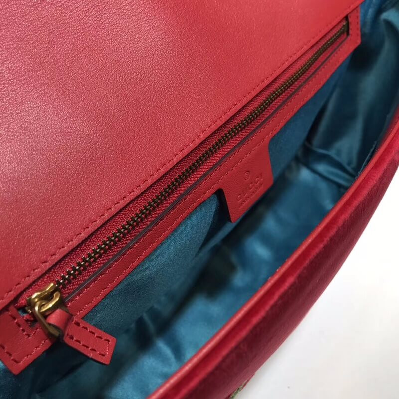 Gucci Anniversary GG Marmont Small Panther Velvet Shoulder Bag 443496