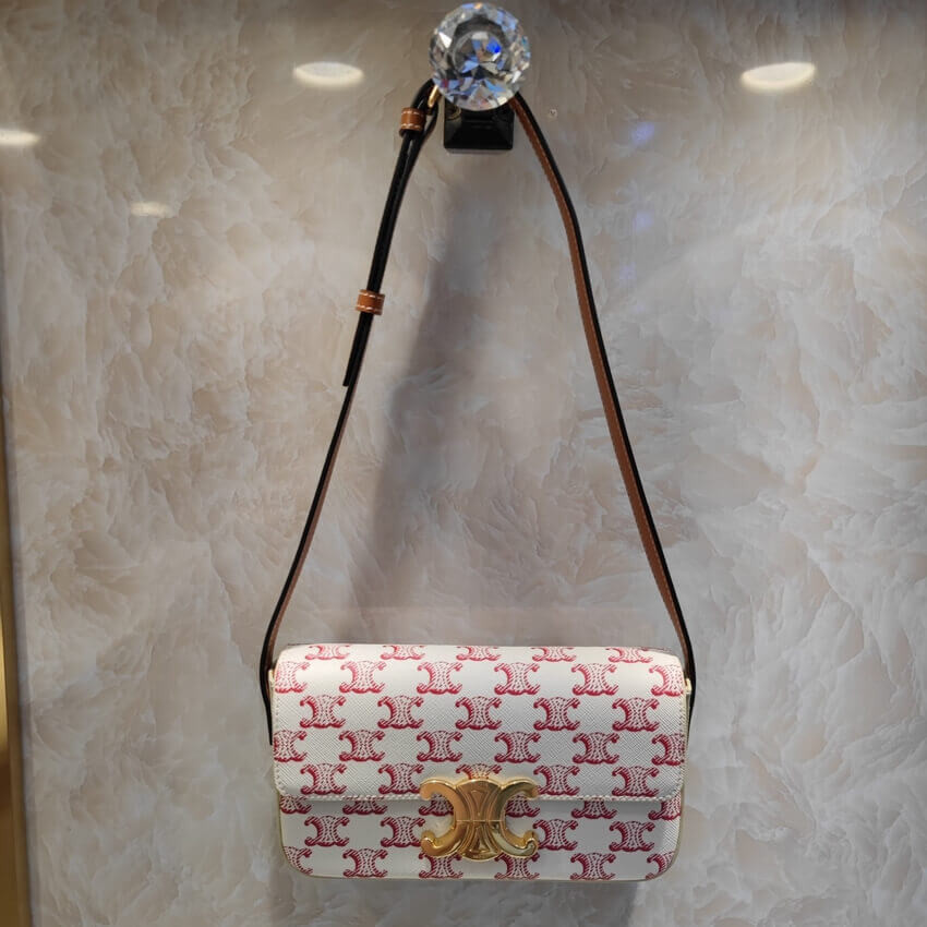 Celine Triomphe Shoulder Bag In Triomphe Canvas and Calfskin 194142