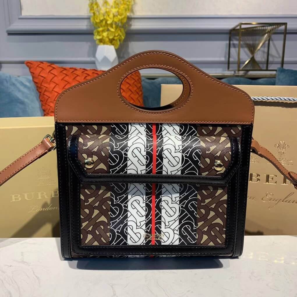 Burberry Small Monogram Stripe E-canvas Pocket Bag 80193631