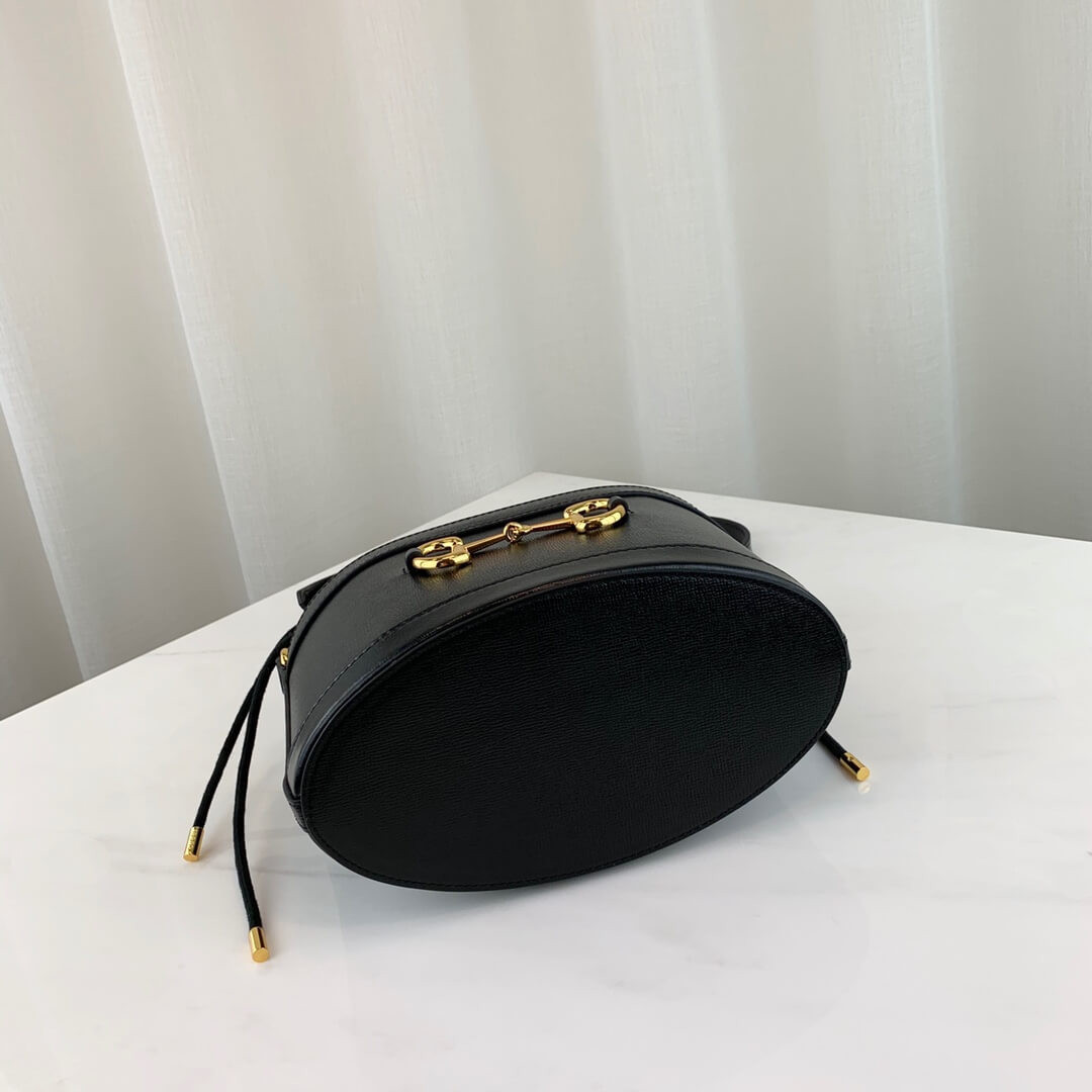 Gucci 1955 Horsebit Bucket Bag 602118 Black/Butter