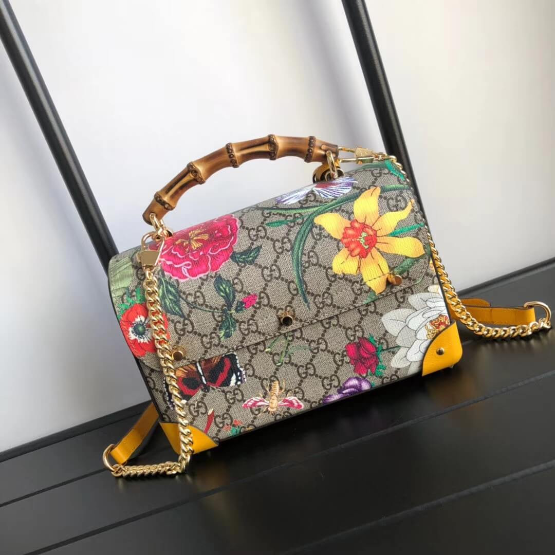 Gucci Padlock GG Flora Small Bamboo Shoulder Bag 603221