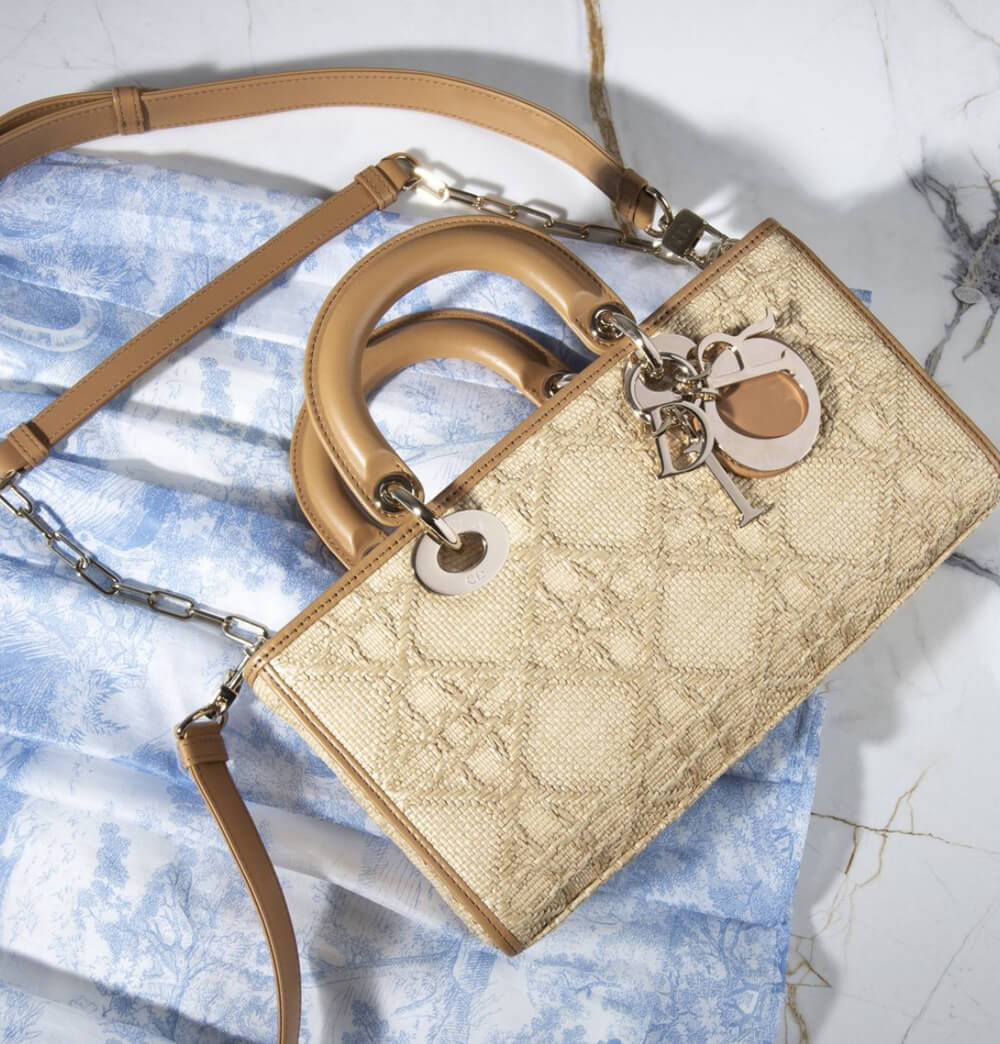 Christian Dior Lady D-Joy Bag Natural Cannage Raffia M05400