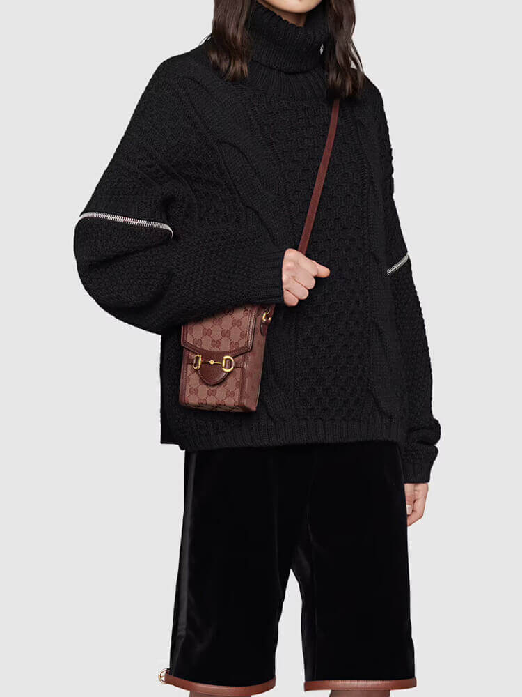 Gucci Horsebit 1955 Mini Bag 625615 in Burgundy GG Canvas