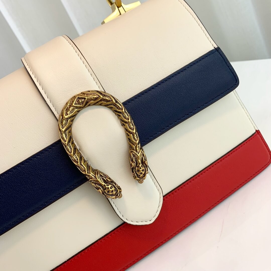 Gucci Dionysus Medium Top Handle Bag 448075 White/Blue/Red