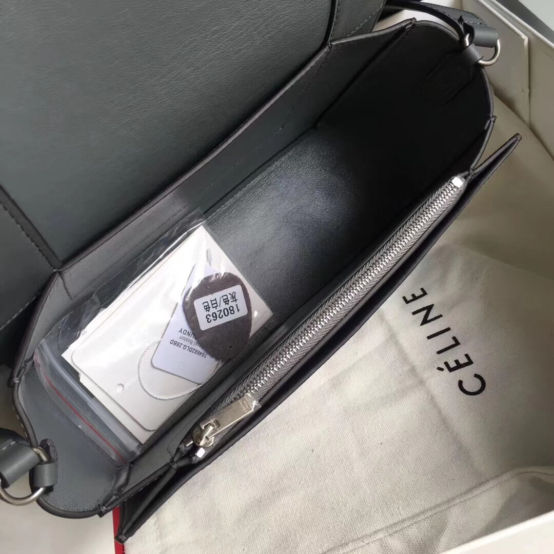 Celine Frame Medium Shoulder Bag 180263 Grey/White