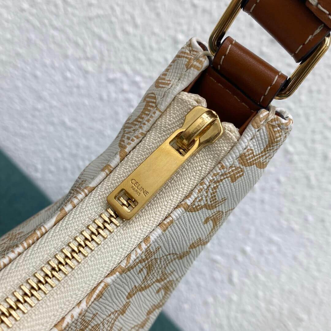 Celine Ava Bag In Triomphe Canvas 193952 White