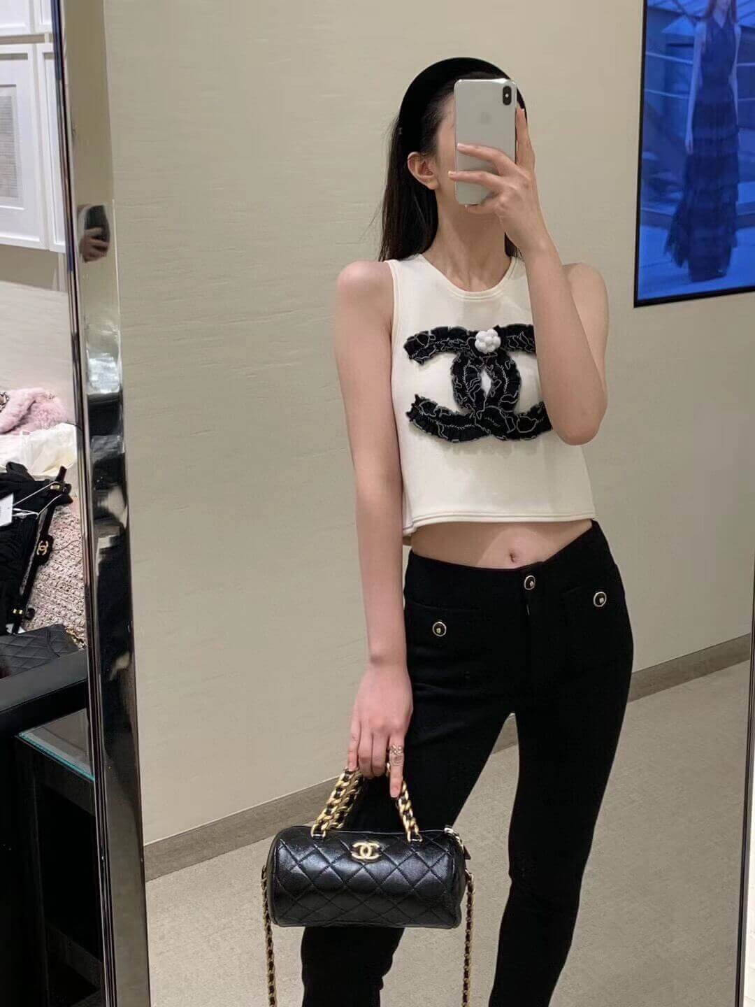 Chanel Shiny Lambskin Small Bowling Bag AS1899