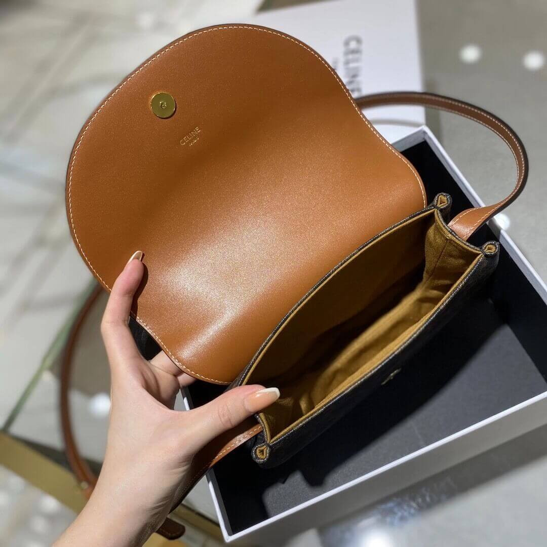 Celine Triomphe Saddle Bag In Triomphe Canvas 194152