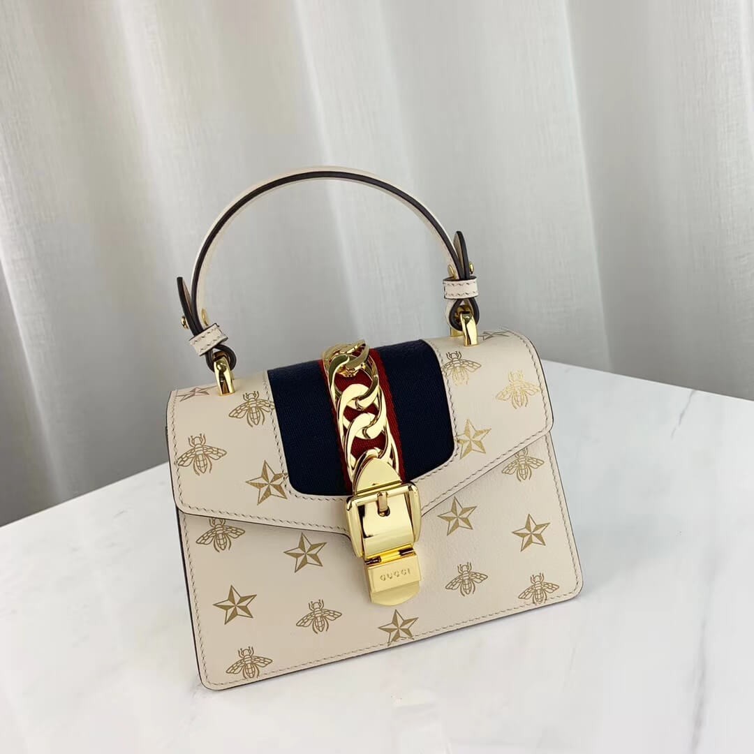 Gucci Sylvie Bee Star Mini Leather Bag 470270