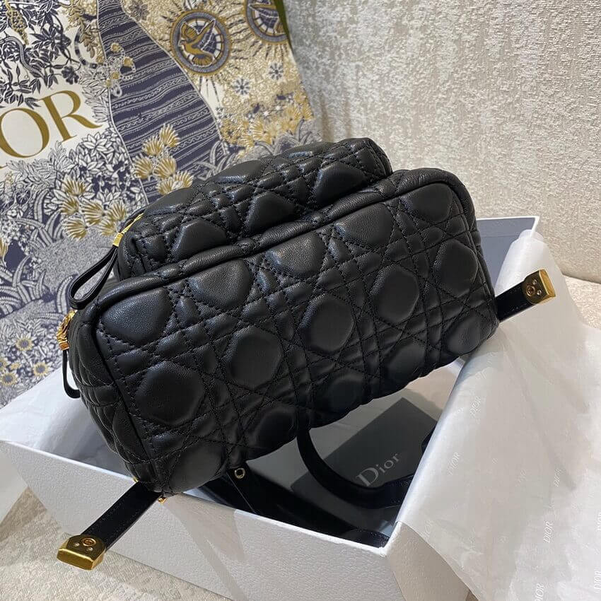 Christian Dior Black Cannage Lambskin Small Backpack M9221