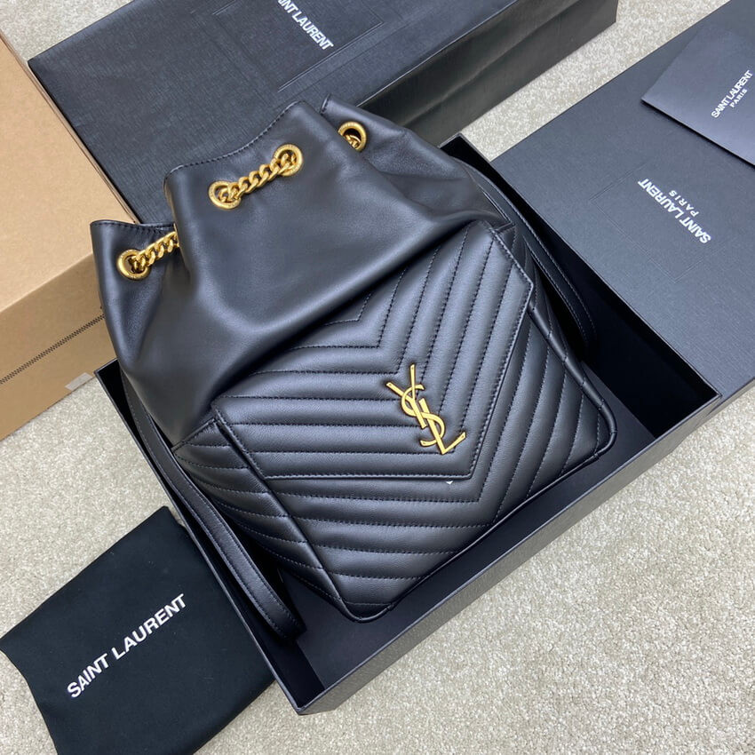 YSL Saint Laurent Joe Backpack 672609 In Black Lambskin