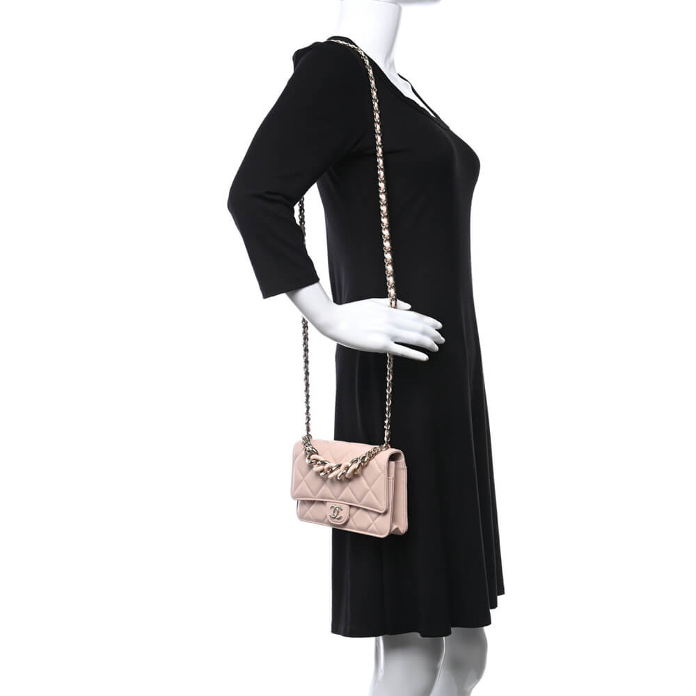 Chanel Lambskin Plexi Quilted Wallet On Chain WOC AP2377