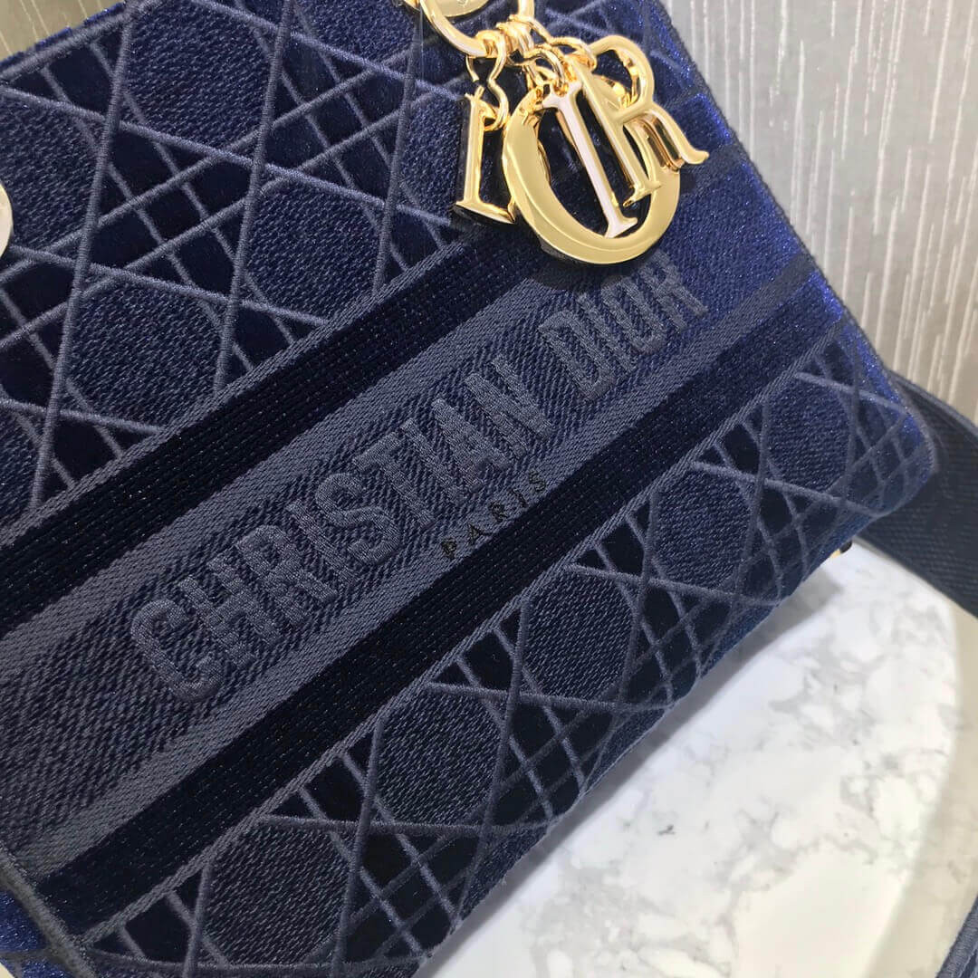 Dior Medium Lady D-Lite Bag Embroidered Velvet M0565O