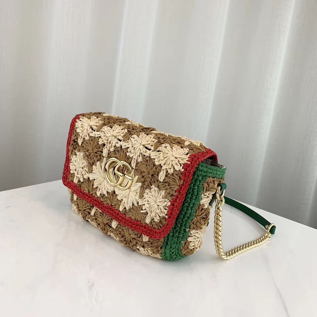 Gucci GG Marmont Raffia Small Shoulder Bag 574433