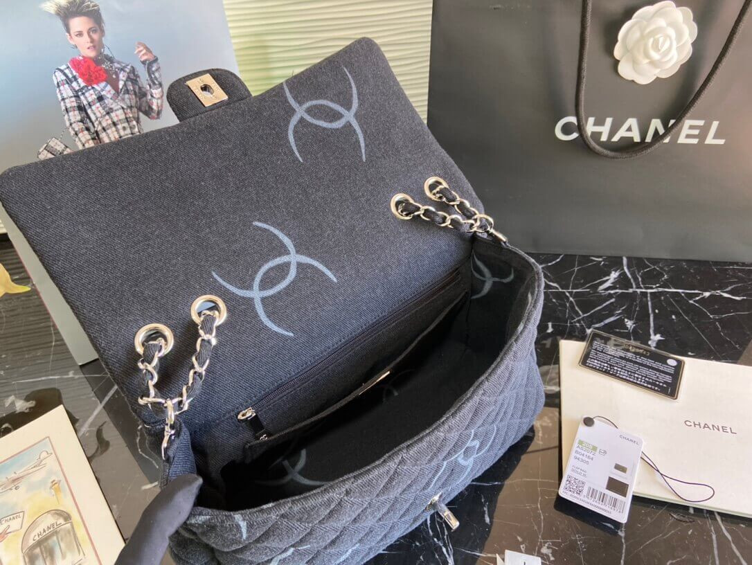 Chanel Denim Classic Flap Jumbo Large Bag AS2072