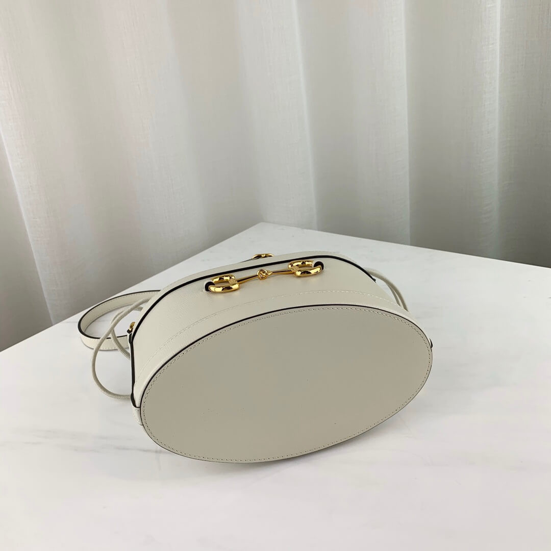 Gucci 1955 Horsebit Bucket Bag 602118 White