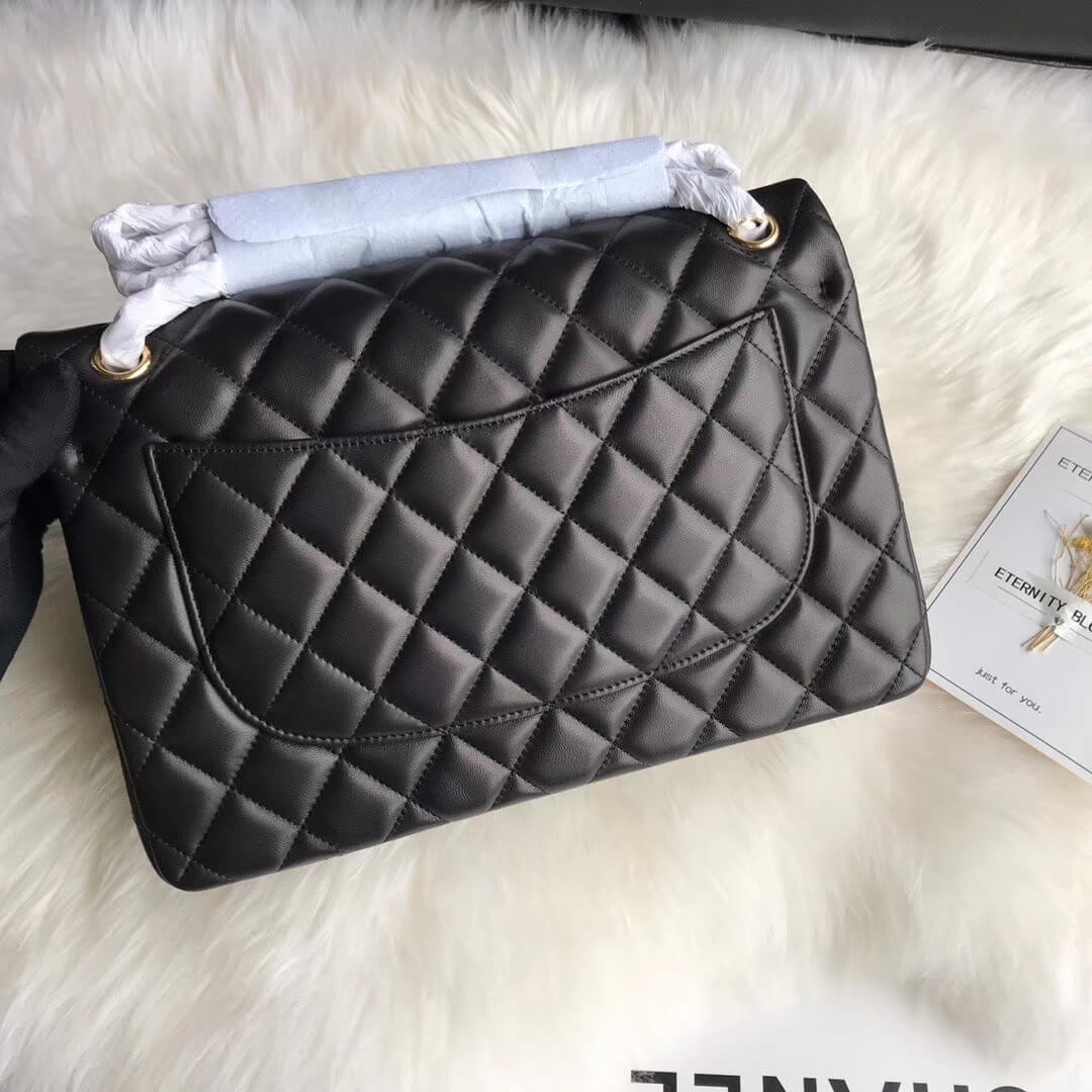 Chanel Lambskin 30cm Classic Flap Bag A1113 Black