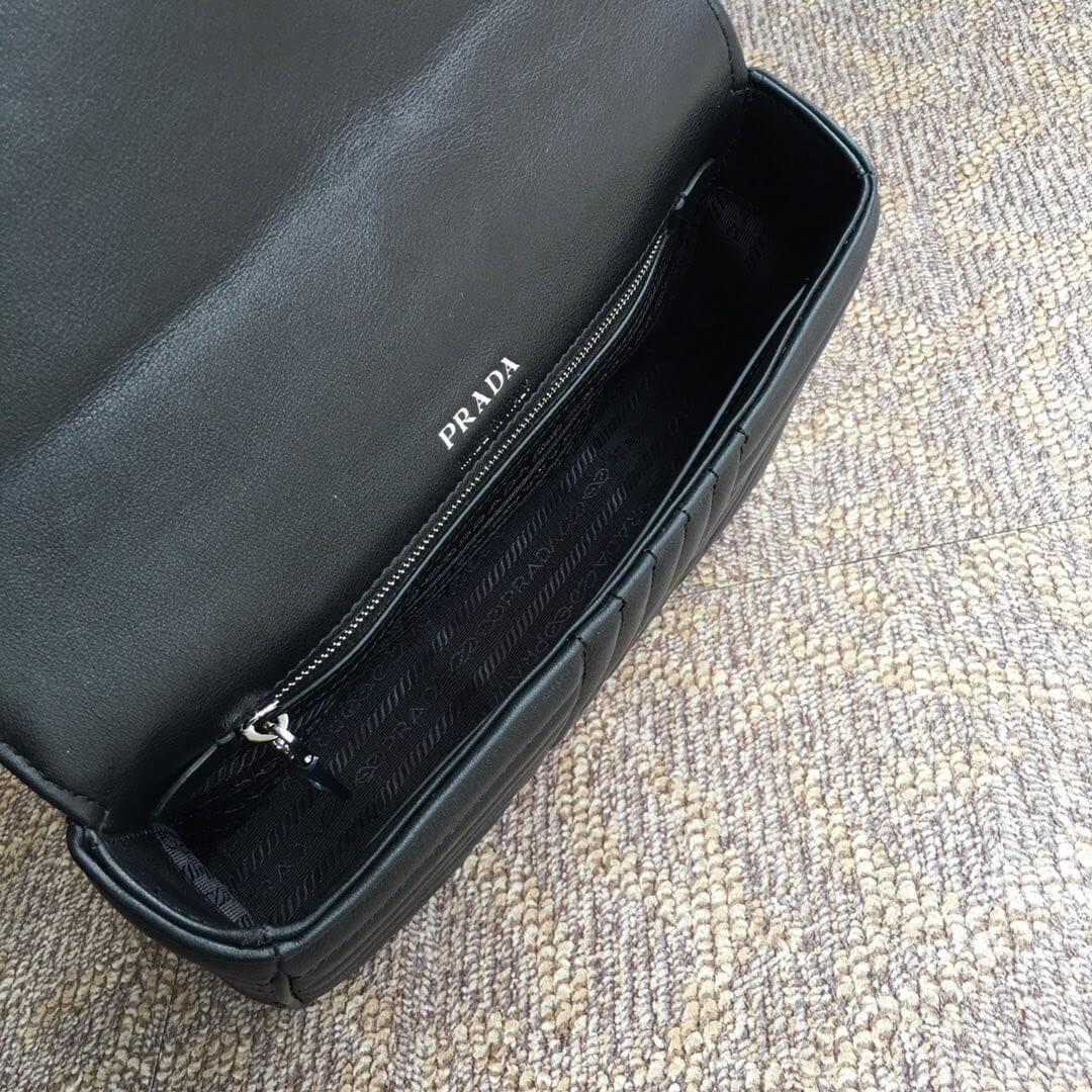 Prada Diagramme Medium Leather Bag 1BD108 Silver Hardware