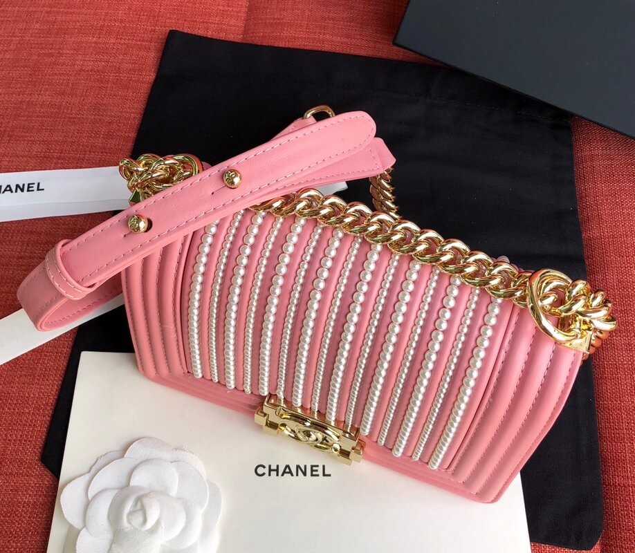 Chanel Imitation Pearls Small Boy Chanel Handbag A67085