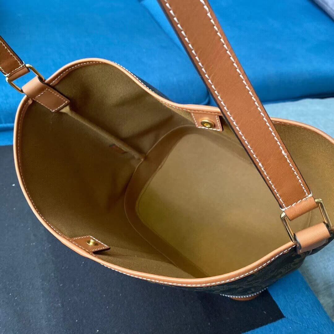 Celine Medium Bucket In Triomphe Canvas 191132