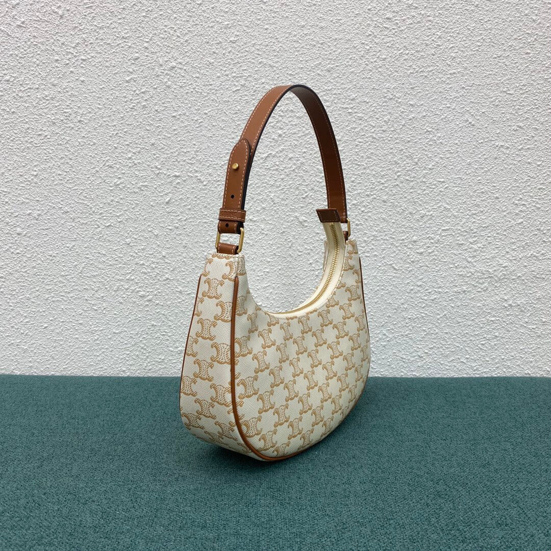 Celine Ava Bag In Triomphe Canvas 193952 White