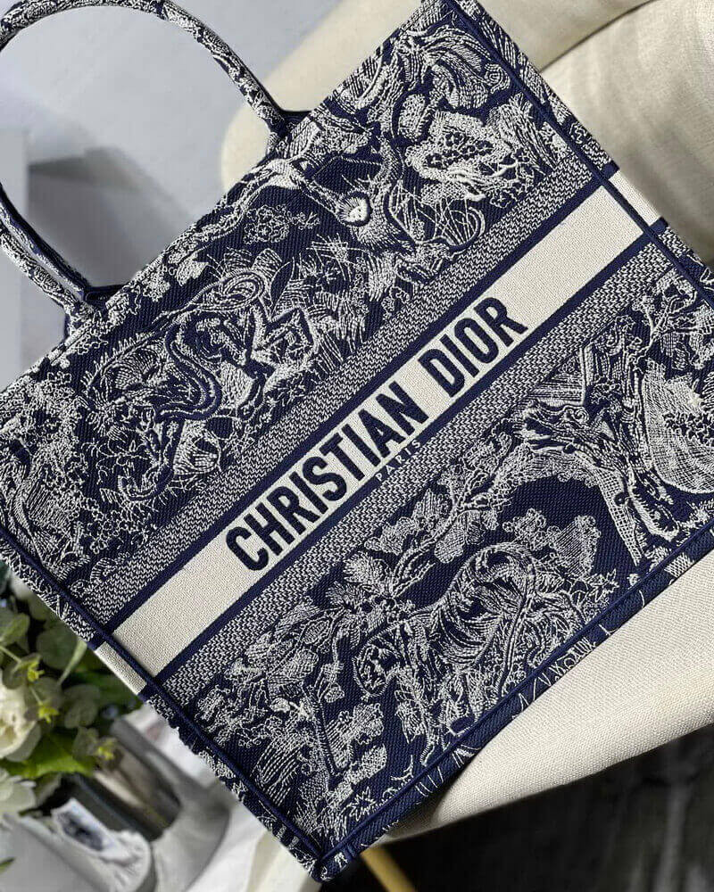 Dior Book Tote Blue Toile de Jouy Reverse Embroidery M1286