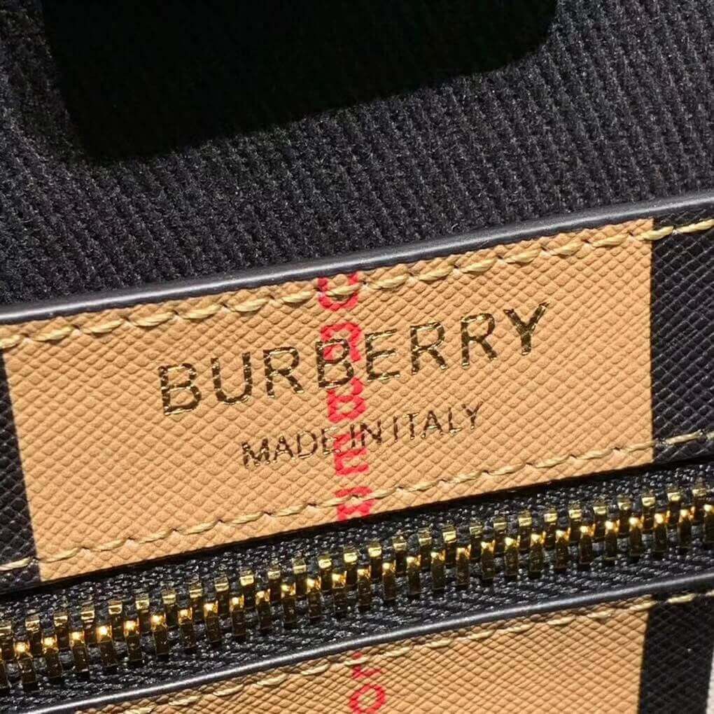 Burberry Logo and Stripe E-canvas Portrait Tote Bag 80224761
