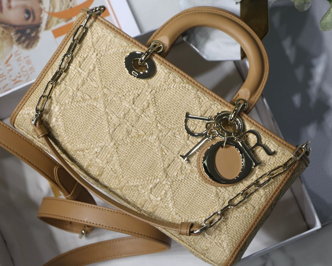 Christian Dior Lady D-Joy Bag Natural Cannage Raffia M05400