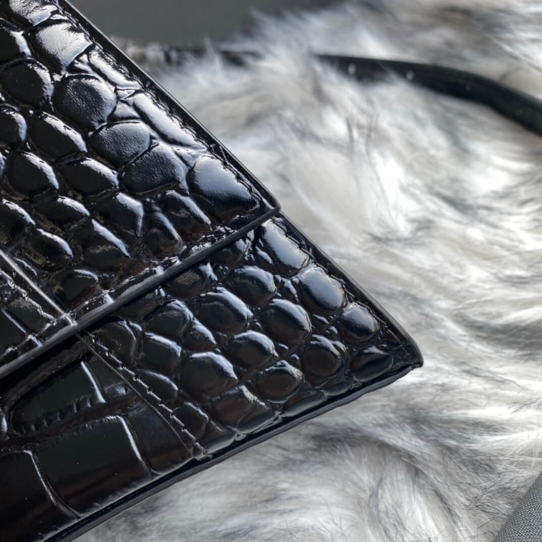 Balenciaga Hourglass S Croc-Effect Leather Tote