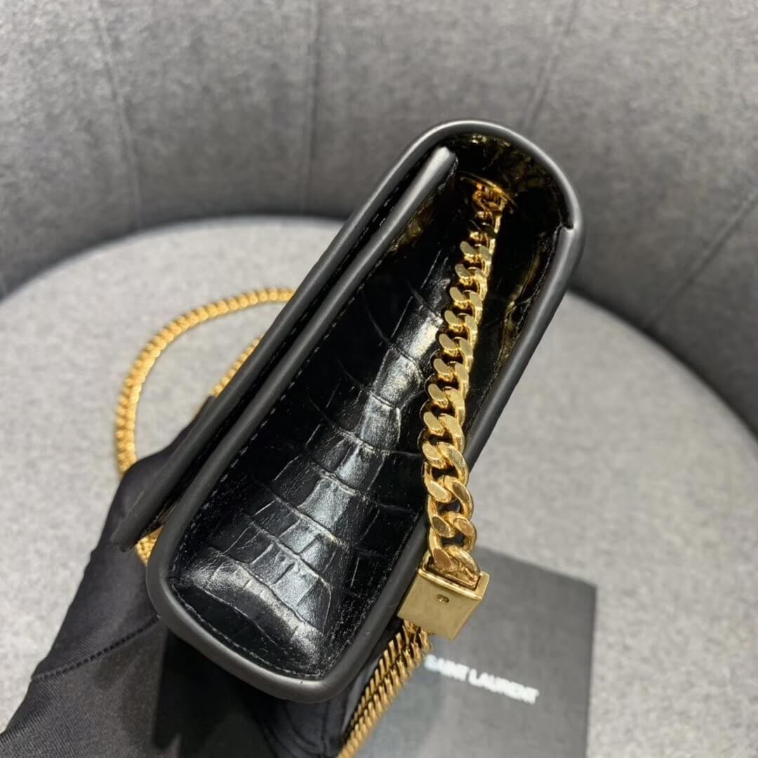 Saint Laurent Small Kate Tassel Chain Bag In Crocodile Leather 354120