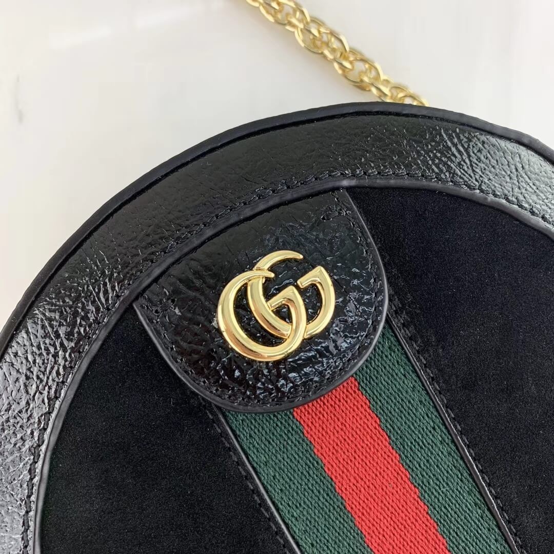 Gucci Suede Ophidia Mini Round Shoulder Bag 550618