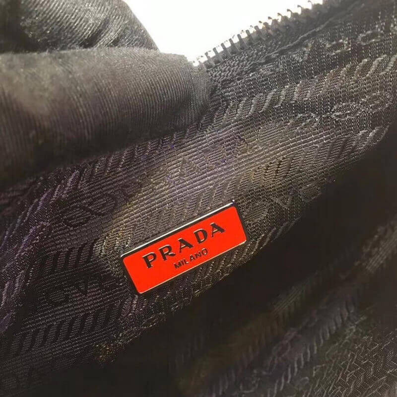 Prada Re-Edition Nylon Multi-Pochette Bag 1BH204 Black with Red Logo