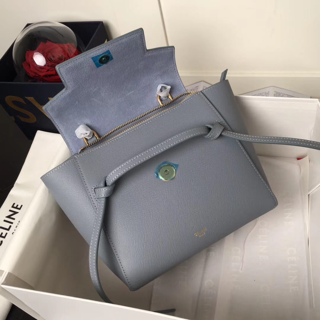 Celine Micro Belt Bag In Grained Calfskin 189153 Light Blue