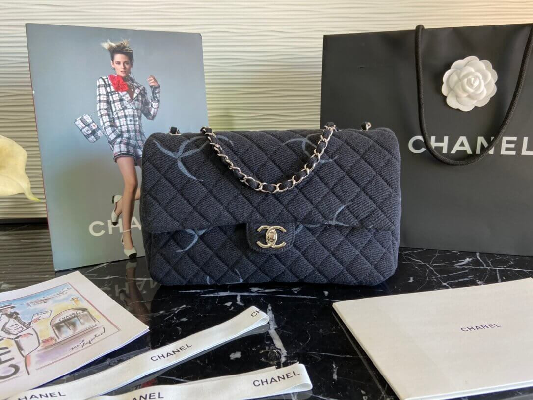 Chanel Denim Classic Flap Jumbo Large Bag AS2072