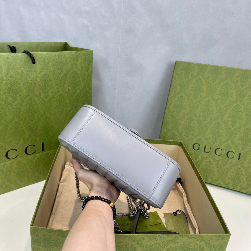 Gucci GG Marmont Grey Matelasse Leather Mini Top Handle Bag 583571