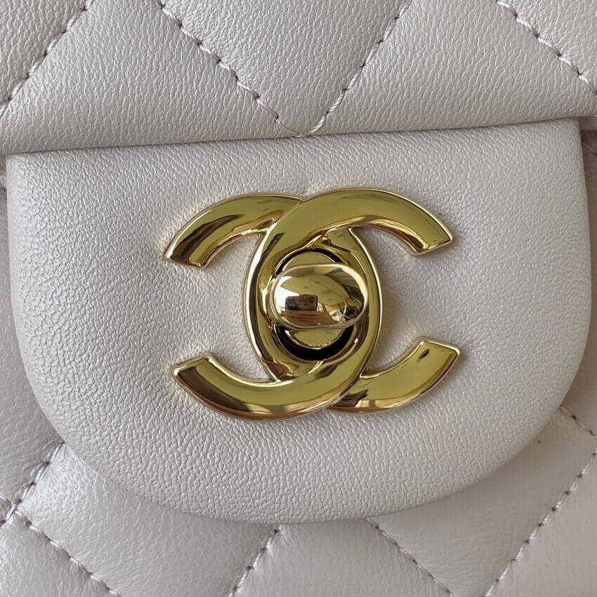 Chanel Mini Flap Bag With Top Handle AS2431 in Iridescent Lambskin