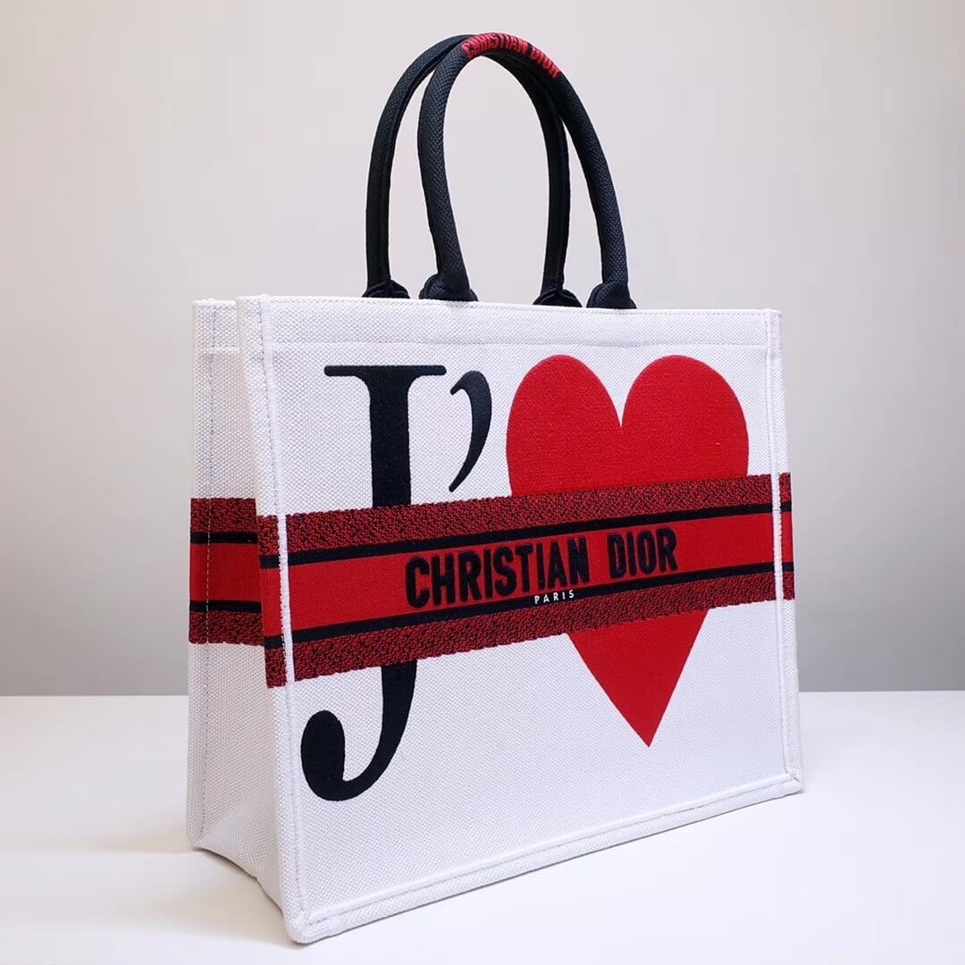 Dior Book Tote Bag With Red Heart M1286