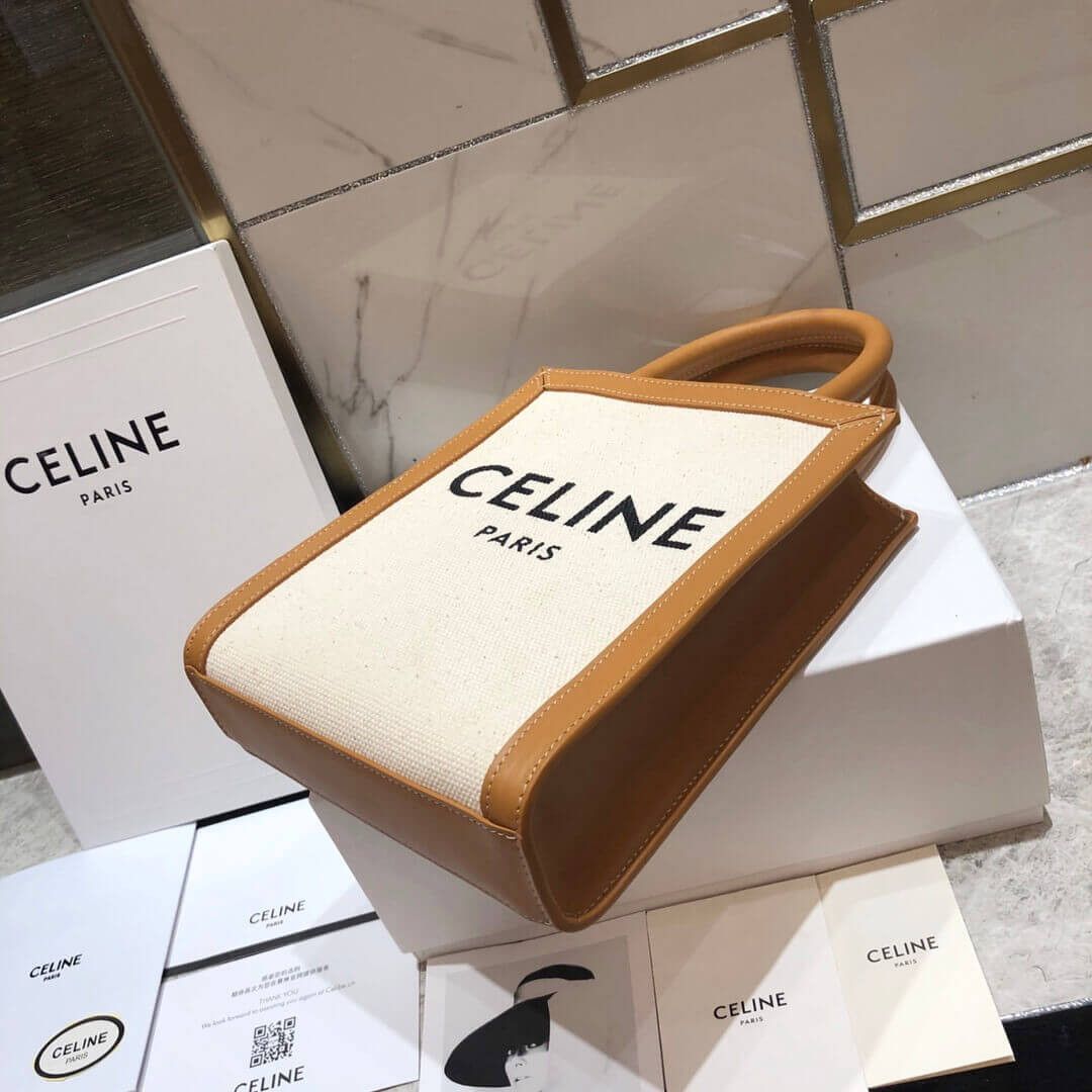 Celine Mini Vertical Cabas  In Canvas and Calfskin 193302