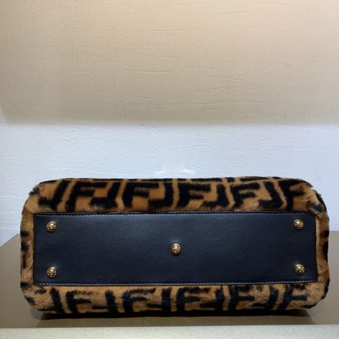 Fendi Peekaboo Iconic Medium Brown Sheepskin Bag 8BN290