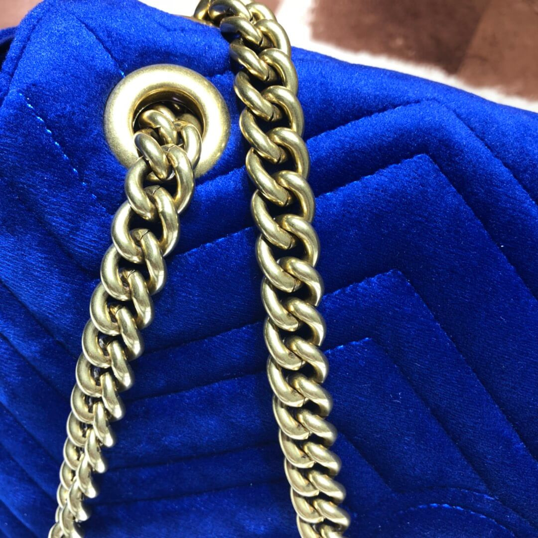 Gucci GG Marmont Velvet Small Shoulder Bag 443496 Blue