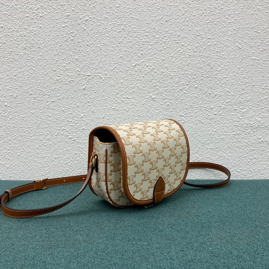 Celine Medium Folco Bag In Triomphe Canvas 191502 White