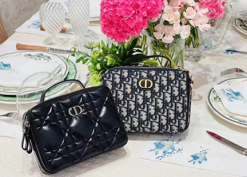 Christian Dior 30 Montaigne Box Bag Blue Oblique Jacquard S2141