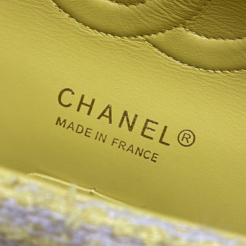 Chanel  Classic Flap Bag in Yellow Tweed 1112