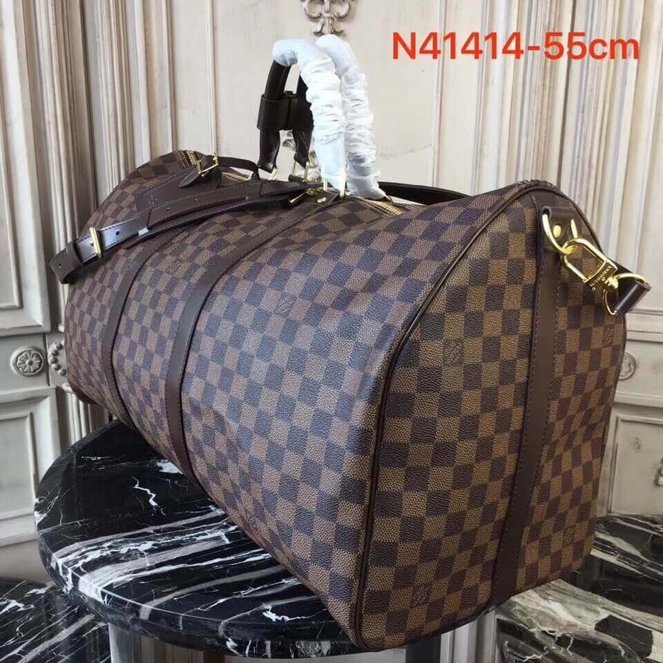 Louis Vuitton Damier Ebene Canvas Keepall Bandouliere 55  N41414