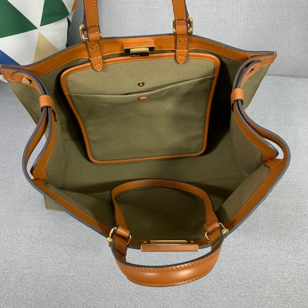 Fendi Peekaboo X Tote in Green Canvas 8BH374